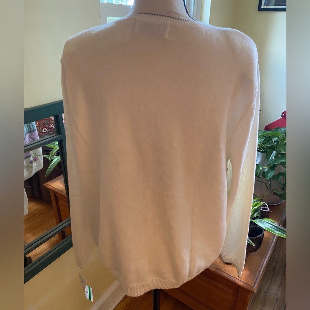 Vintage Alfred Dunner Floral Embroidered White/Teal/Lilac Cardigan L - Picture 3 of 11